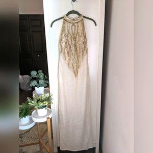 Formal sequin beaded silk gown, size 4/6